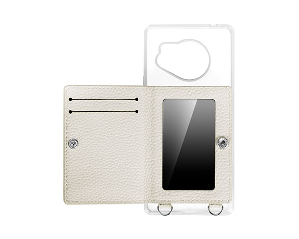 AQUOS R8 SH-52D ショルダーストラップ付きレザーケース 「SHOULDER POCKET」 ホワイト 2