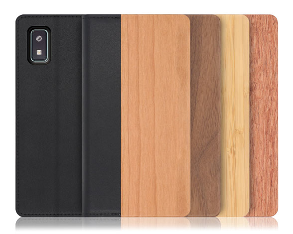 「Nature Series」AQUOS wish3用 天然木使用 名入れ・柄入れ対応 手帳型スマホケース