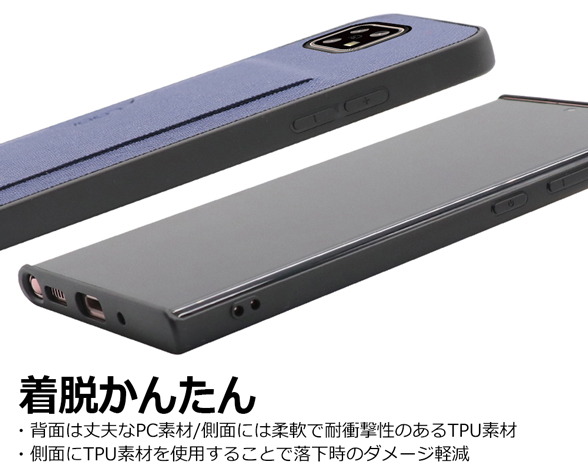 「Casual Pocket Series」AQUOS wish3用 背面ポケット付き サフィアーノレザー風 背面型ケース 4