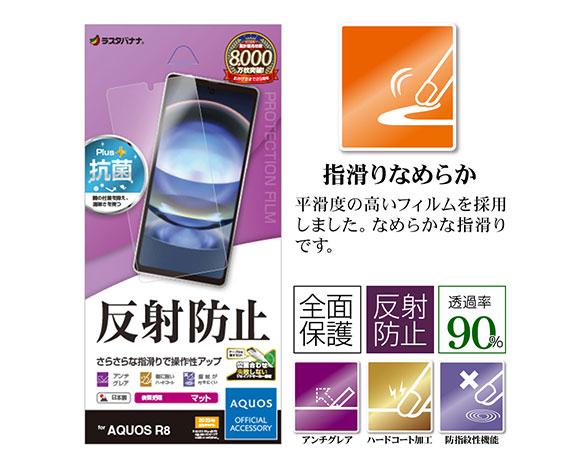 AQUOS R8 専用保護フィルム さらさら反射防止タイプ 2