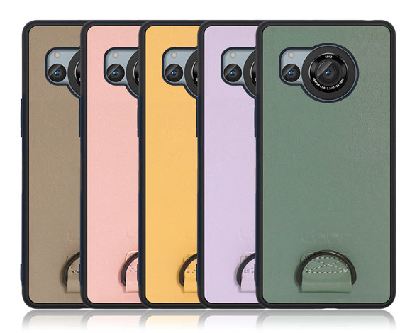 「Strap-Shell Series」AQUOS R8用 ネックストラップでアクティブに 厳選牛革なめし加工 背面型ケース