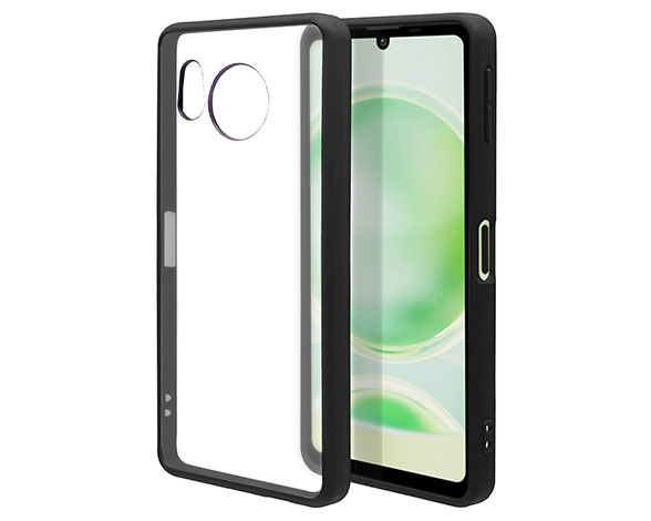 AQUOS sense8 専用ケース ハイブリッド 衝撃吸収ケース ライノ TPU+アクリル BK×FRWH