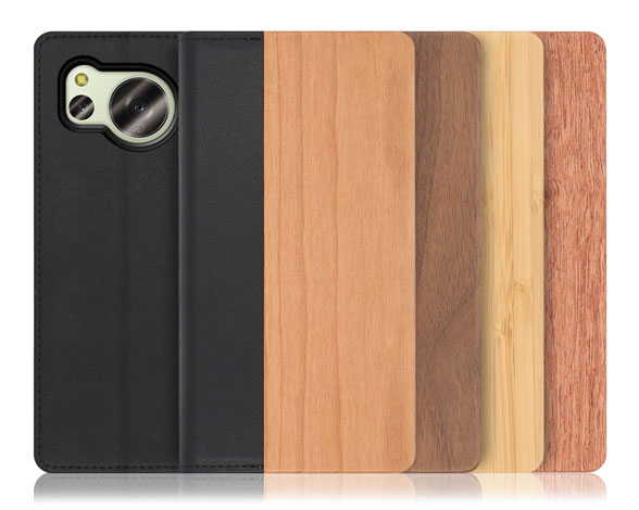 「Nature Series」AQUOS sense8用 天然木使用 名入れ・柄入れ対応 手帳型スマホケース