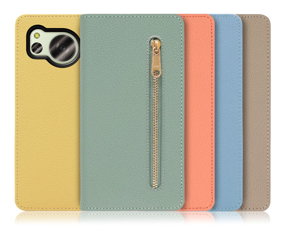 「Pocket Series」AQUOS sense8用 便利なファスナー付きポケット搭載 手帳型スマホケース