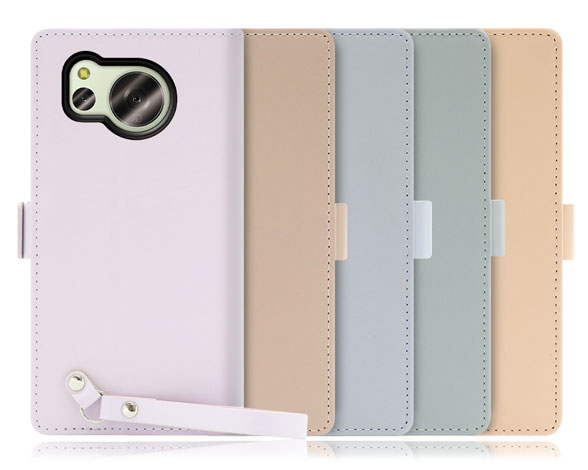 「Macaron Series」AQUOS sense8用 側面マグネット固定タイプ 背面ベルト付き 手帳型スマホケース