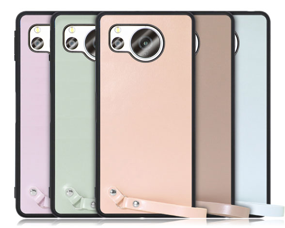 「Macaron-Shell Series」AQUOS sense8用 マカロンカラーで気分アップ 厳選本革仕様 背面型ケース