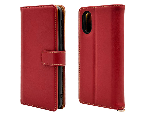 BASIO active/active2 SHG09/SHG12 シンプルスマホ6 シンプルスマホ7専用 ケース カード3枚手帳 横型 RD