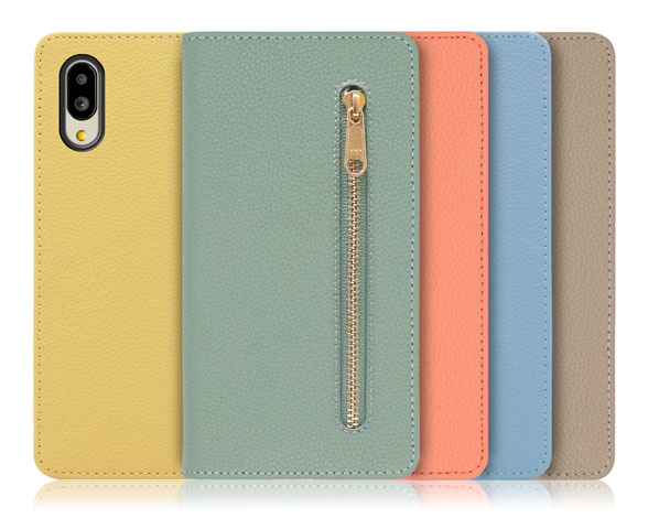 「Pocket Series」シンプルスマホ7/シンプルスマホ6/BASIO active/active2 SHG09/SHG12用 便利なファスナー付きポケット搭載 手帳型スマホケース