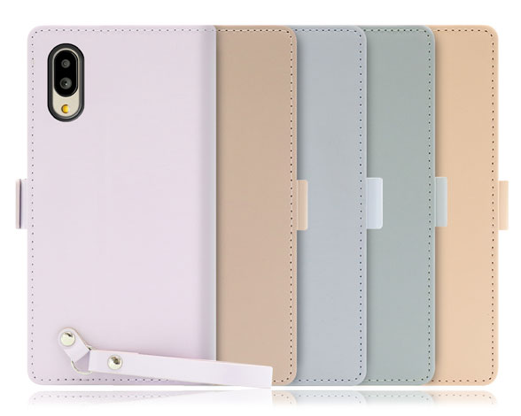 「Macaron Series」シンプルスマホ7/シンプルスマホ6/BASIO active/active2 SHG09/SHG12用 側面マグネット固定タイプ 背面ベルト付き 手帳型スマホケース