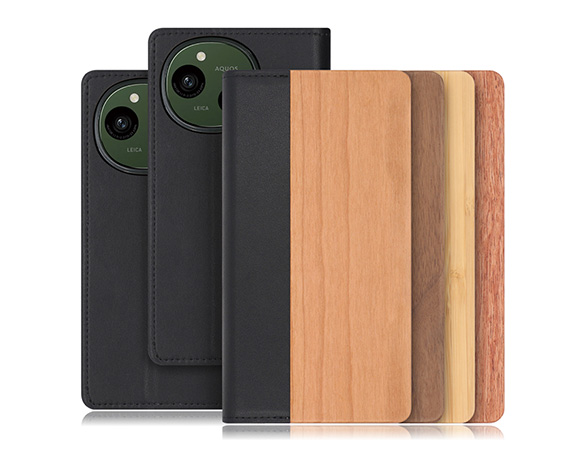「Nature Series」AQUOS R9/R10用 天然木使用 名入れ・柄入れ対応 手帳型スマホケース