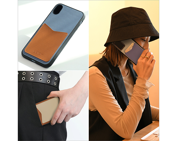「Pass-Shell(Leather.ver) Series」AQUOS R9/R10用 カードポケット付き 本革仕様 背面型ケース 5