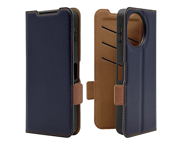 AQUOS sense10/sense9 専用ケース 薄型サイドマグネット手帳 横型 NV×BR