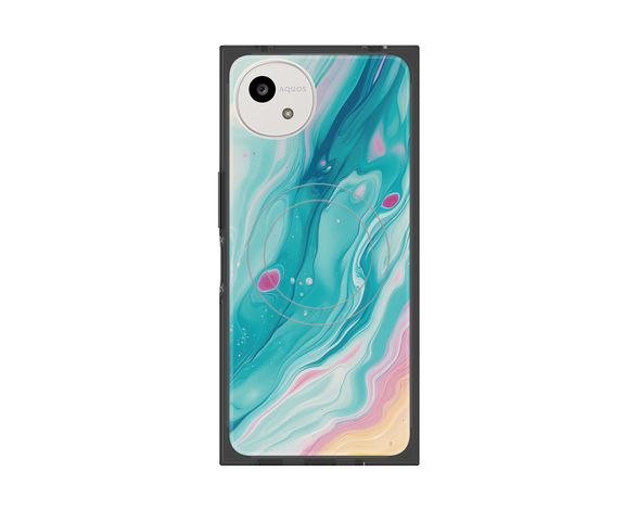 AQUOS wish5 Color Rain - オリジナル - Serene Wave プレミアムスクエアケース with SnapMag