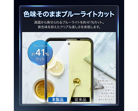 AQUOS wish6 ガラスフィルム 「GLASS PREMIUM FILM」スタンダードサイズ ブルーライトカット 2