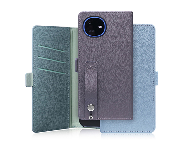 「Hold Series」AQUOS wish6用 片手で快適操作 バンド付き 側面ベルトあり 手帳型スマホケース