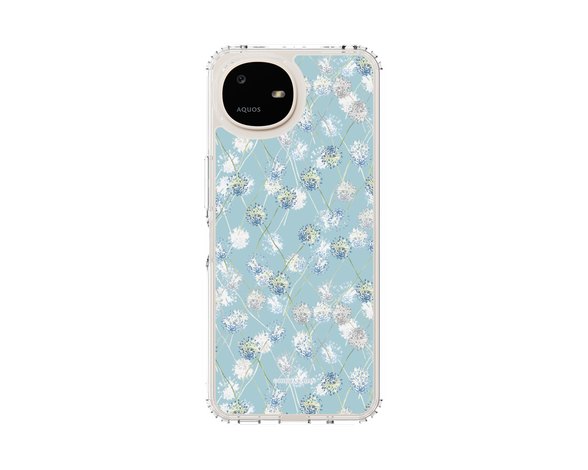 AQUOS wish6 日比谷花壇 DelicateGeometry ライトブルー スリムプロテクションケース
