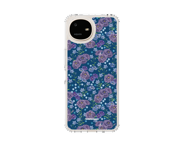 AQUOS wish6 日比谷花壇 FloralSymphony ネイビー スリムプロテクションケース
