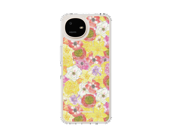 AQUOS wish6 日比谷花壇 HarmonyinBloom イエロー スリムプロテクションケース