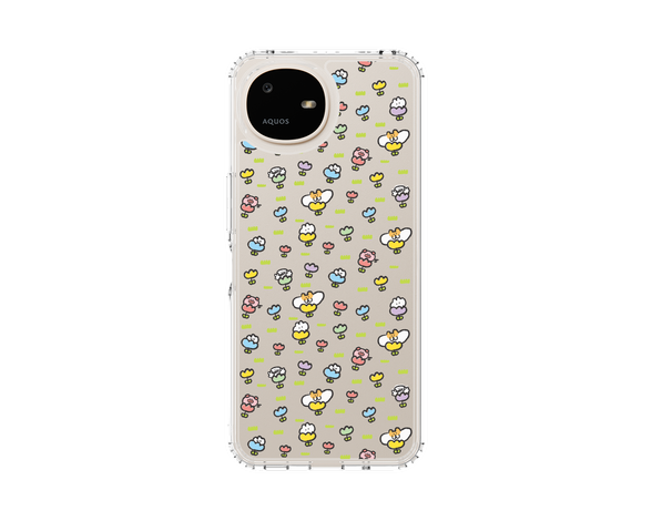 AQUOS wish6 もくもくちゃん フラワー お花畑 スリムプロテクションケース
