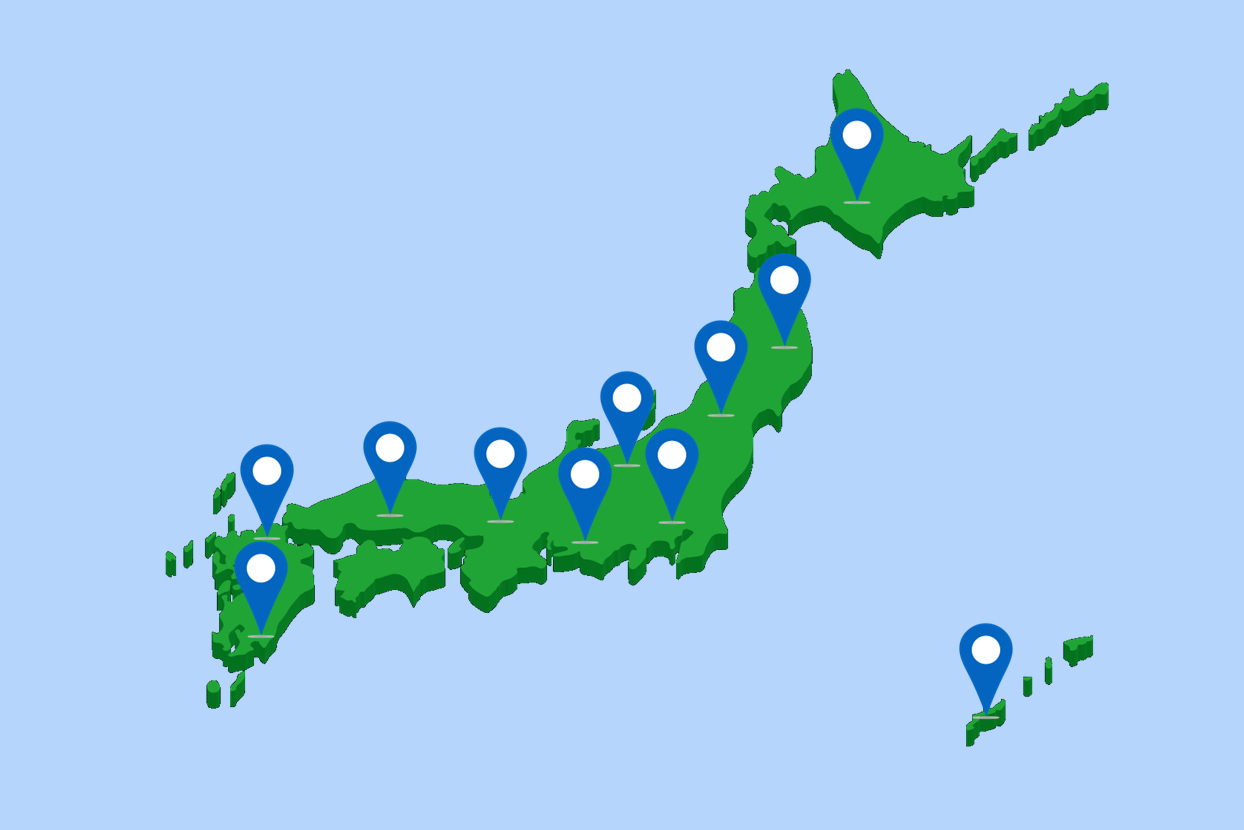 修理・サポート取扱店の分布図